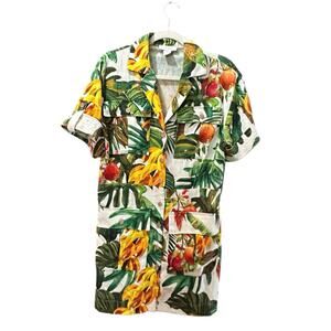 House of Harlow 1960 Women's Linen Blend Tropical Print Dress Size Small Revolve